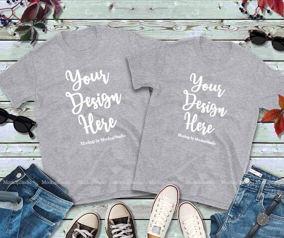 Download Free Couple Two Heather Grey T-Shirts Mockup Gildan 64000 Fall (PSD) - 58766+ Best Download PSD ...