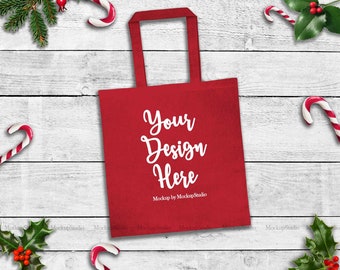 Download Free Christmas Red Tote Bag Mockup Winter Canvas Tote Flat Lay Holiday Liberty Grocery Shopping Bag Mock Up Mockups 3d Free Psd Templates SVG Cut Files