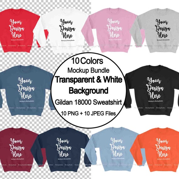 Download Sweat Shirt Mockup Png Bundle Transparent Background Gildan 18000 Sweat Shirt 4878105 Product Packaging Mockups PSD Mockup Templates