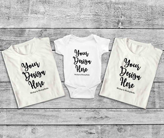 Matching Family Folded White Shirts Mockup Unisex Women T-Shirt Matching Family Folded White Shirts Mockup Unisex Women T-Shirt