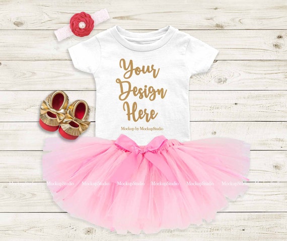 Baby Girl White T-Shirt Mockup Toddler Shirt Mock Up