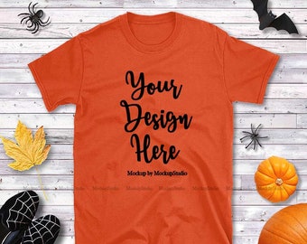 Halloween Orange T Shirt Mockup Gildan 64000 Tshirt Flat Lay Fall Style Orange Shirt Mock Up Unisex Women Youth Shirt Mockup Flatlay Tee Free Mockups Download The Best Psd Mockup Templates