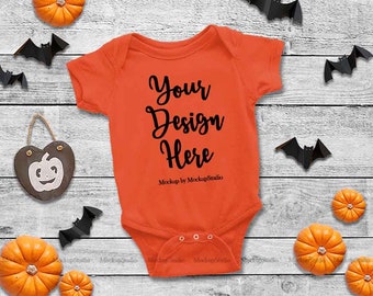 Halloween Newborn Orange Blank Baby Bodysuit Mockup Toddler Fall Flat Lay Infant Shirt Mock Up Baby Tee Mockup One Piece Outfit Display All Free Mockups Psd Download