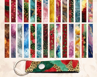 Keychain Wristlet PNG Bundle, Marble, Glitter, Agate, Cheetah Key Fob Lanyard Sublimation Designs