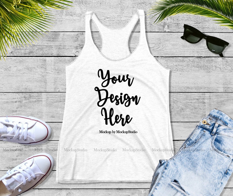 Download Next Level 6733 White Tank Top Mockup Summer Style Tank ...