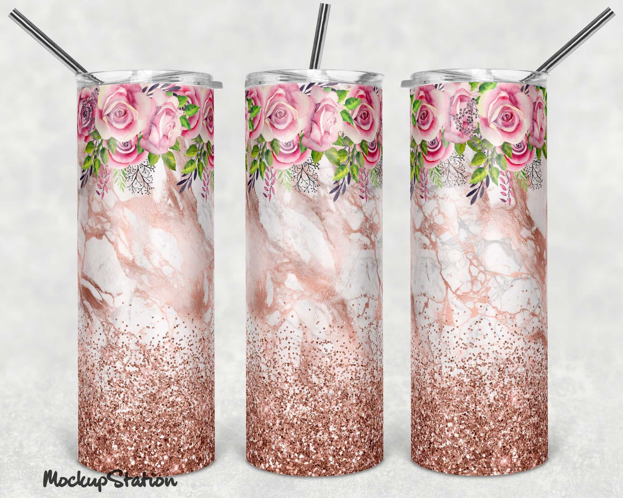 Pink Marble Glitter 20oz Skinny Tumbler Design Sublimation Etsy Canada