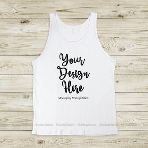 Bella Canvas 3480 White Tank Top Mockup, Basic Flat Lay Tank Mock Up
