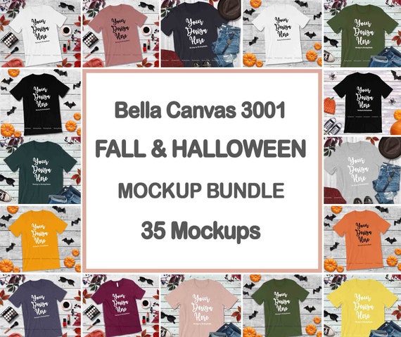 Bella Canvas 3001 Fall Tshirt Mockup Bundle 35 Autumn Etsy