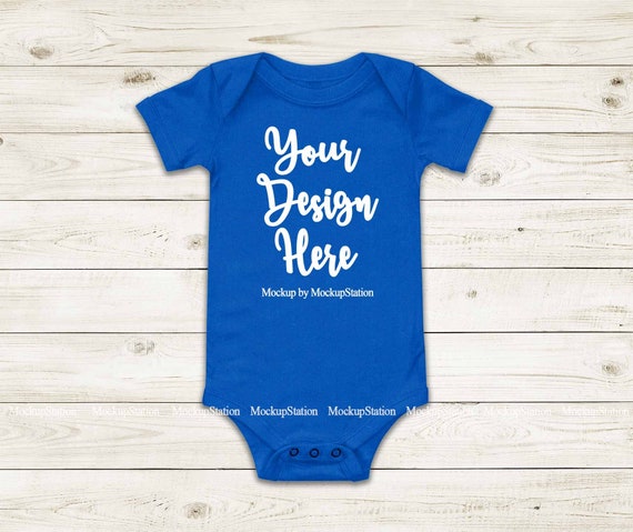 True Royal Blue Baby Bodysuit Mockup Toddler Newborn Blank Etsy
