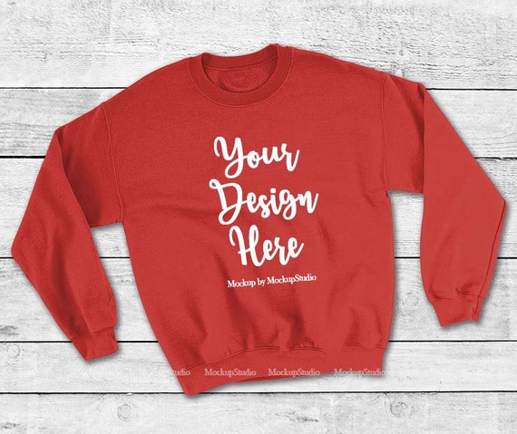 red sweatshirt mockup gildan heavy blend crewneck sweatshirt etsy sweatshirt mock up