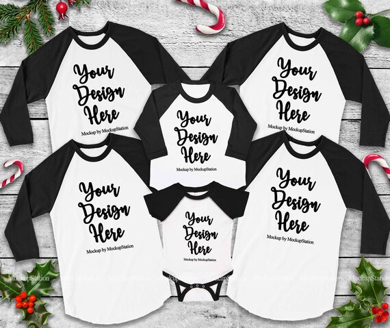 Download Matching Family Christmas Black Raglans Mockup Unisex Women Etsy