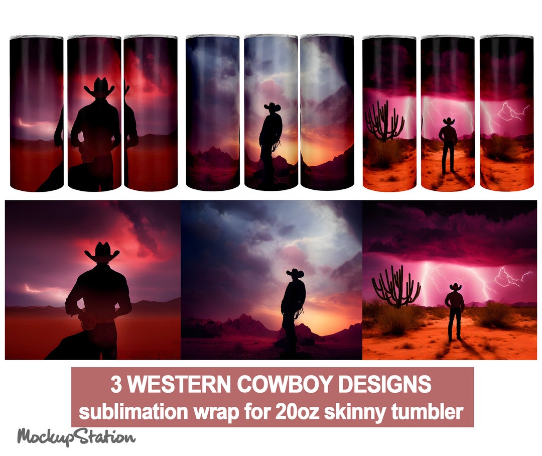 Cowboy Tumbler Wrap PNG Bundle | Western Tumbler for Men | Southwest ...