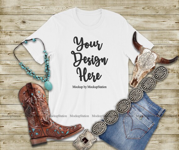 Download Western Bella Canvas 3001 Tshirt Mockup Southern White Shirt Etsy