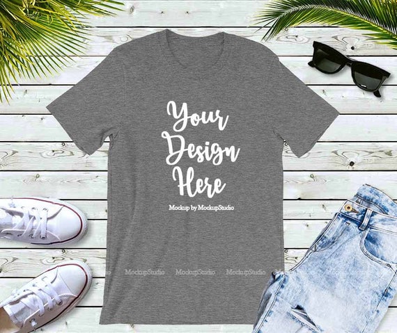 Bella Canvas 3001 Deep Heather Grey Unisex Women T Shirt Mock Etsy