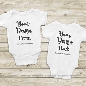 Baby vorne & zurück weiß Body Mockup, Kleinkind Neugeborenen ein Stück zurück Blick Mock Up