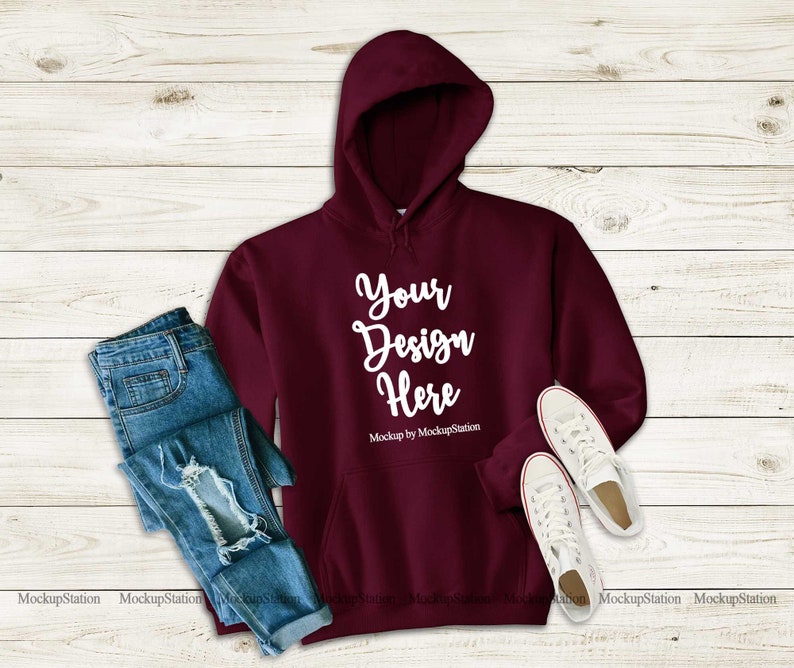 Download Hoodie Mockup Bundle Gildan 18500 Fall Hooded Sweatshirt 6 ...