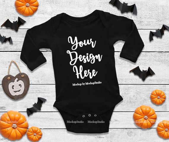 Halloween Newborn Black Blank Baby Long Sleeve Bodysuit Etsy