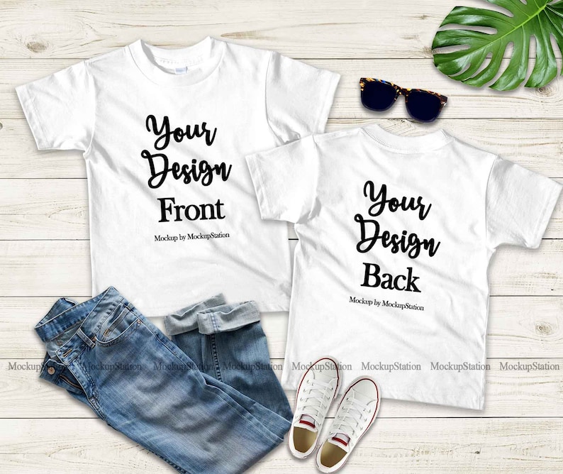 Download Kids Front & Back White Tshirt Mockup Toddler Back View ...