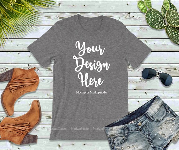 Dark Heather Gray Unisex Women T Shirt Mock Up Bella Canvas Etsy