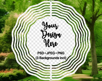 Wind Spinner Mockup PSD File, Add Your Own Image and Background, Yard Decor Display