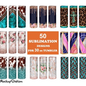 30oz Skinny Tumbler Sublimation Design Bundle, PNG Digital Download Template