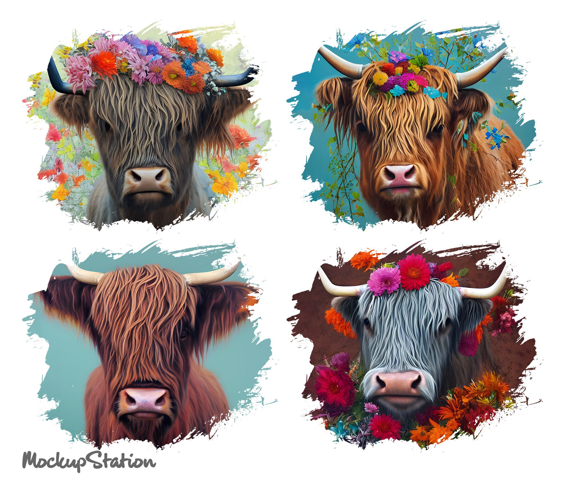 Highland Cow PNG Bundle | Western Tshirt Sublimation Design Patches ...