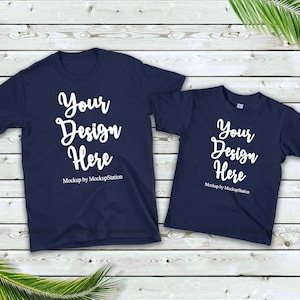 Gildan 64000 Matching Family Navy T-Shirt Mockup, Mommy and Me Tee Mock Up