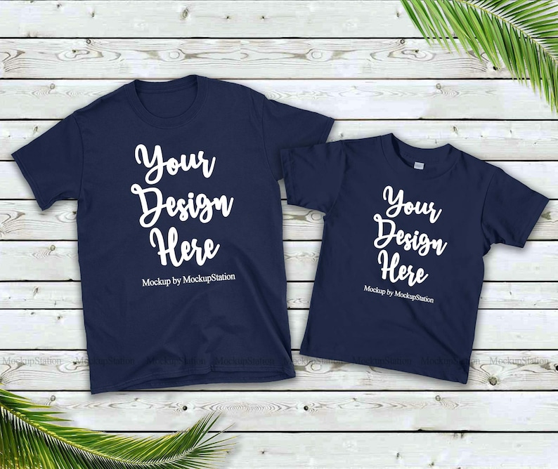 Download Gildan 64000 Matching Family Navy T-Shirt Mockup Mommy and Me | Etsy