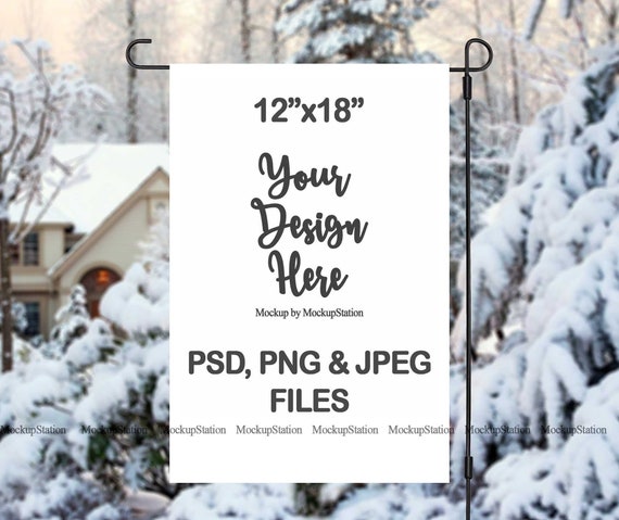 Download Winter Garden Flag Mockup Psd File Add Your Own Image And Etsy