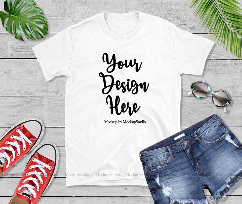Gildan 64000 Blank White Tshirt Mockup Summer Style Shirt | Etsy