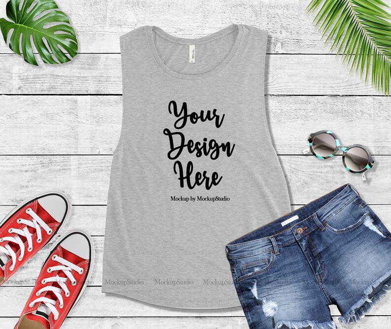 Download Gray Tank Top Mockup Bella Canvas 8803 Women Blank Tank | Etsy