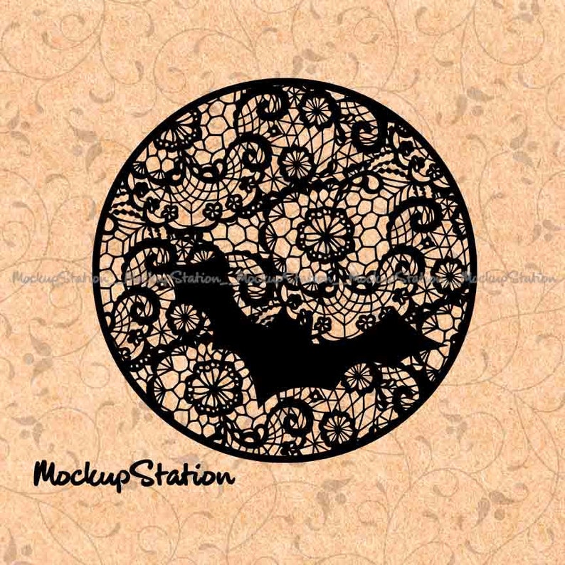 Download Halloween Bat Moon Floral Lace Mandala svg Zentangle Boho Fall | Etsy