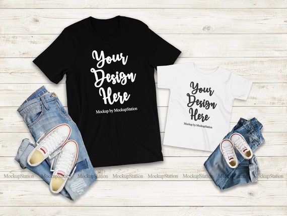 Mommy And Me Black White Mockup Matching Family T Shirts Mock Etsy