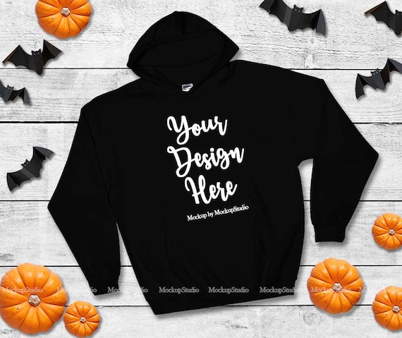 Halloween Black Hoodie Mockup, Gildan 18500 (Digital Download)