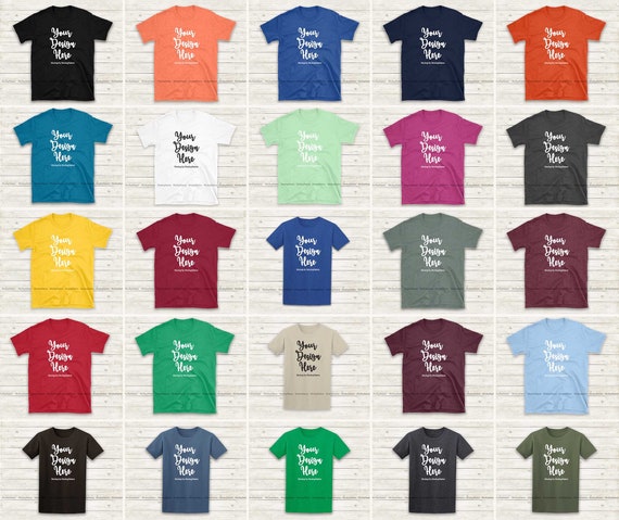 Tshirt Mockup Bundle 25 Colors Gildan 64000 Unisex Women Etsy