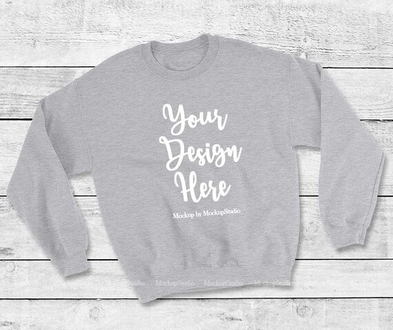Long Sleeve Mockup Charcoal Sweatshirt Gildan 18000 Bleached Gray Sweatshirt Gray Sweatshirt Mock, Bleached Gildan Sweatshirt Mockup