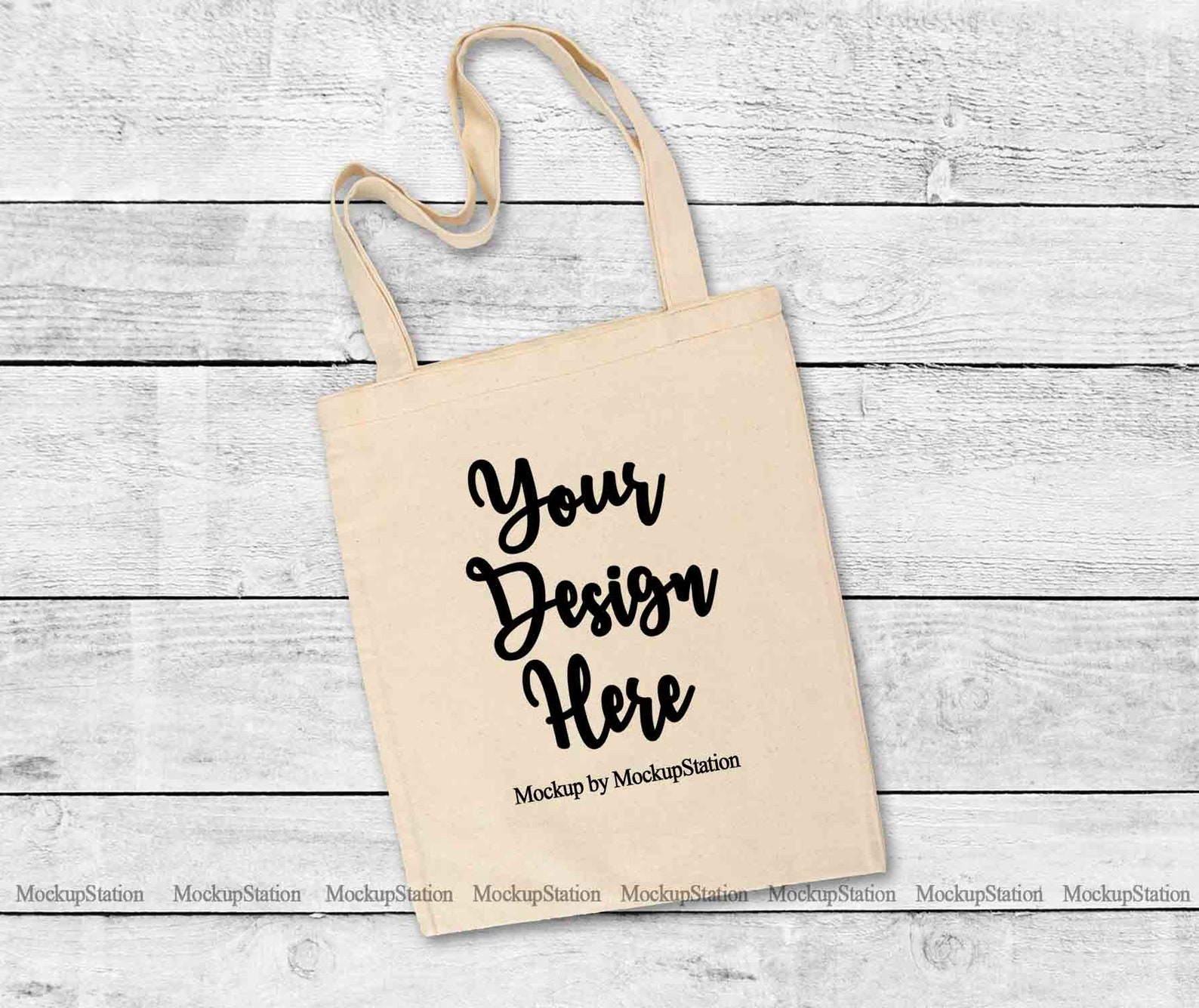 Natural Color Tote Bag Mockup White Blank Canvas Tote Flat