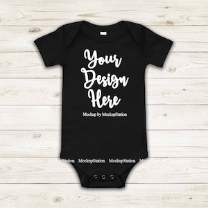 Black Baby Bodysuit Mockup, Toddler Newborn Blank Infant Bella Canvas 100B Mock Up, Baby Tee Mockup, Toddler One Piece Display Flat Lay