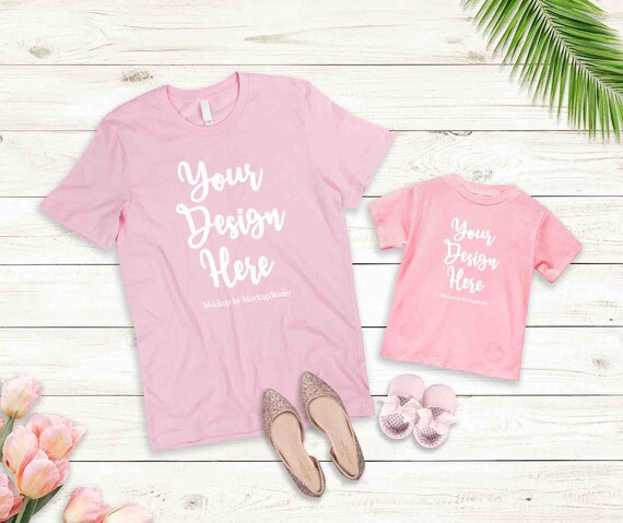 Mother Daughter Pink T Shirts Mockup Mommy Toddler Shirt Mock Etsy