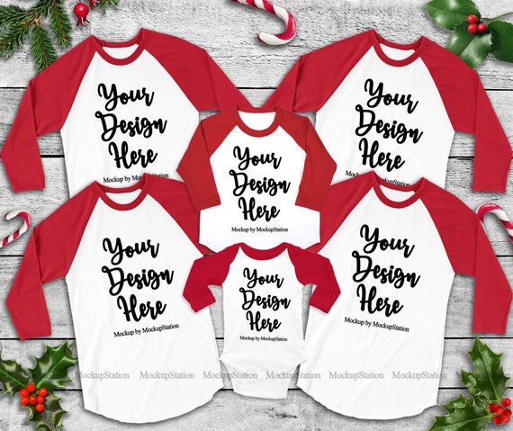Download Matching Family Christmas Red Raglans Mockup Unisex Women Etsy