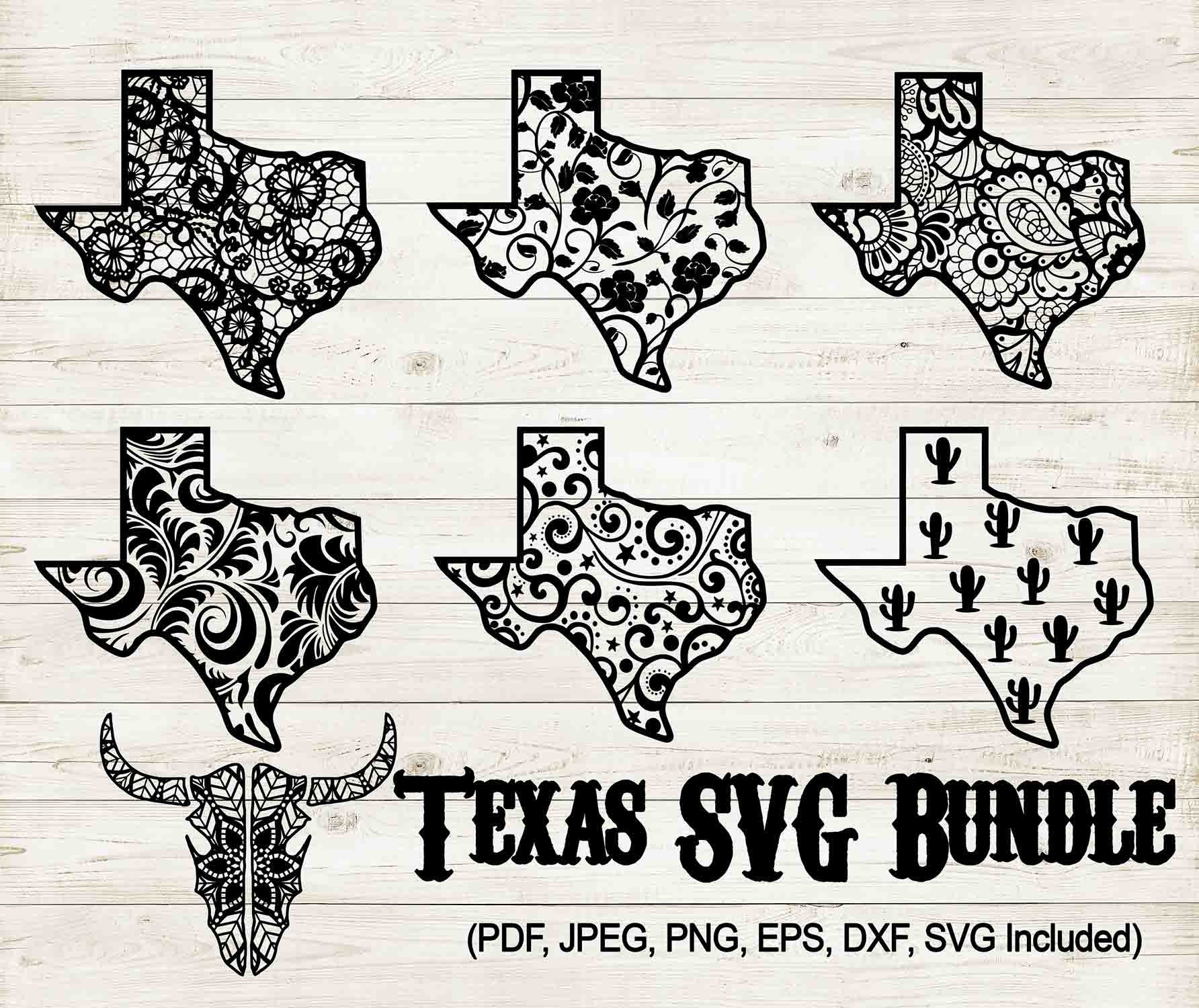 Download Texas SVG Bundle Texas Cut File Bundle Floral Mandala | Etsy