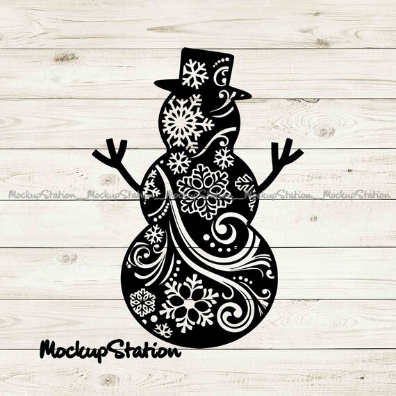 Download Snowman Snowflake Mandala Design Svg Christmas Vector Clip Art Cut File Winter Holiday Home Decor Png