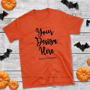 Halloween Orange Gildan 64000 T-Shirt Mockup, Unisex Flat Lay (Digitaler Download)