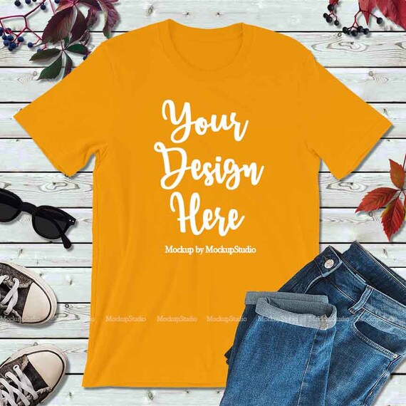 Fall Bella Canvas 3001 Gold Orange Unisex Women T Shirt Mock Etsy