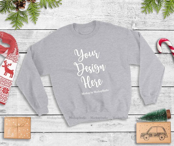 Sport Grey Christmas Sweatshirt Mockup Unisex Women Youth Etsy