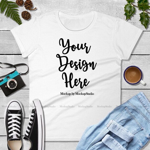 Fall Shirt Mockup Autumn White Casual Anvil 880 Tshirt Mock Etsy