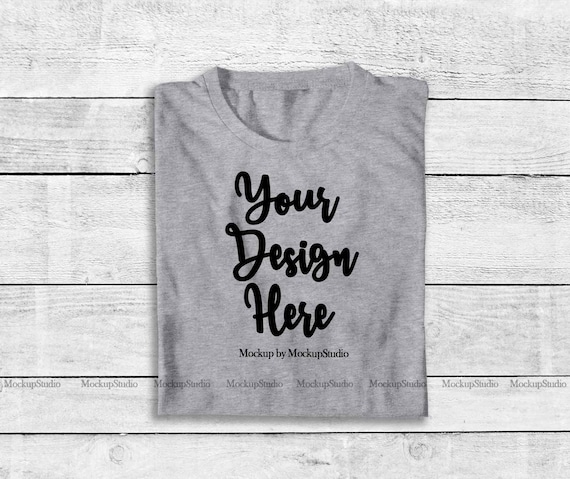 Download Gray Folded Tshirt Mock Up Top View Shirt Flat Lay Blank Etsy