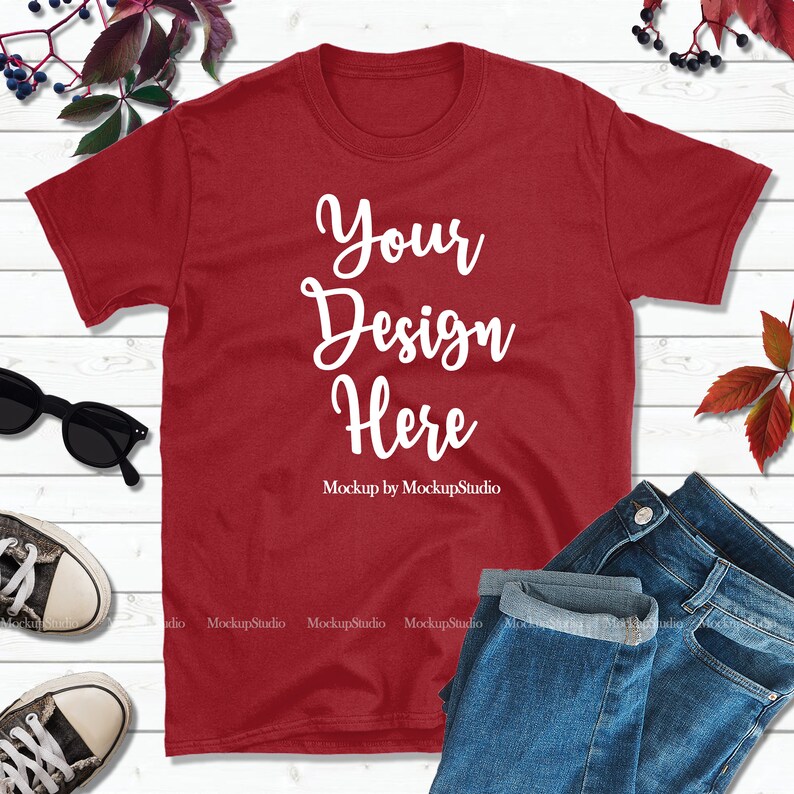 Download Styled Autumn T Shirt Flat Lay Unisex Women Teen Shirt Mockup Gildan 64000 Red Tshirt Mockup Fall Shirt Mock Up Flat Lay Men Apparel Clip Art Art Collectibles Safarni Org