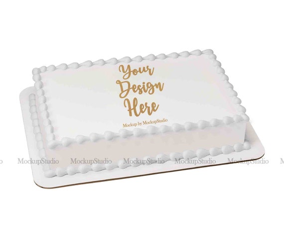 Download Sheet Cake Mockup Edible Cake Print Mock Up White Birthday | Etsy