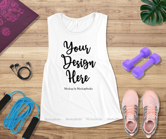 Download Gym White Tank Top Mockup Bella Canvas 8803 Women Blank Tank Etsy